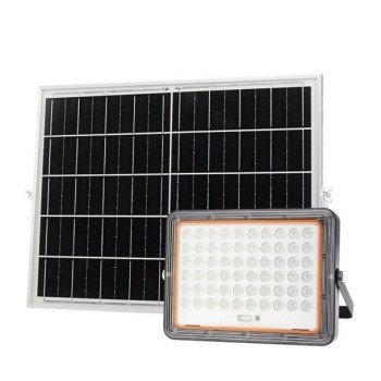 LED prožektorius, juodas, su saulės baterija, 20W, 2600Lm, šalta balta šviesa