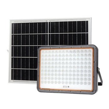 LED prožektorius, juodas, su saulės baterija, 25W, 3200Lm, šalta balta šviesa