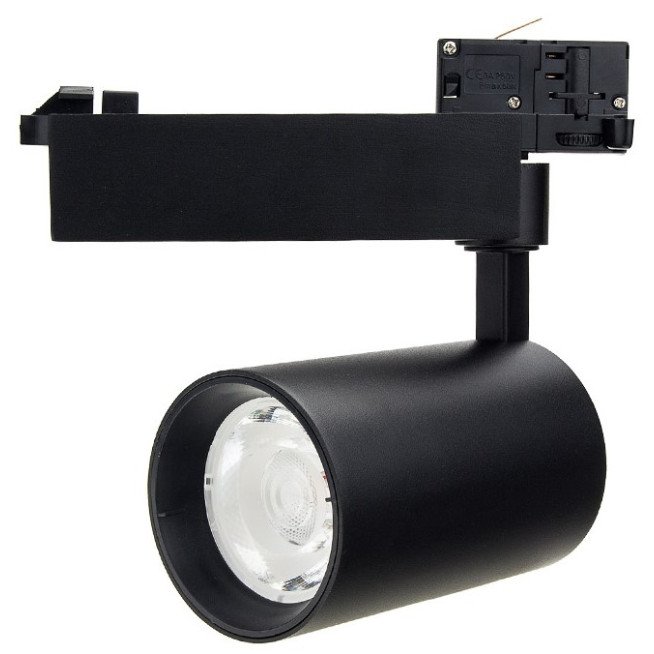LED bėginis šviestuvas, 3F, 25W, 2750Lm, juodas, šilta balta šviesa