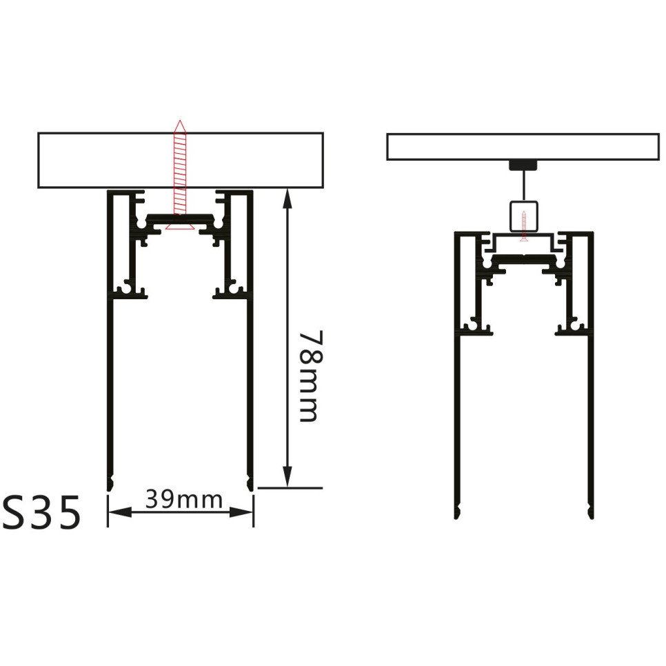 LED magnetinė sistema S35, plotis 3.5cm, kabanti/paviršinė, juoda, ilgis 1m LED magnetinė sistema S35, plotis 3.5cm, kabanti/paviršinė, juoda, ilgis 1m
