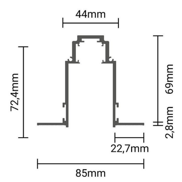 LED magnetinė sistema R35, plotis 3.5cm, įmontuojama, juoda, ilgis 1m LED magnetinė sistema R35, plotis 3.5cm, įmontuojama, juoda, ilgis 1m