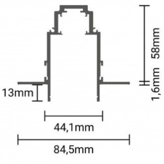 LED magnetinė sistema R35, plotis 3.5cm, įmontuojama, juoda, ilgis 1.5m, 8vnt./dėž.