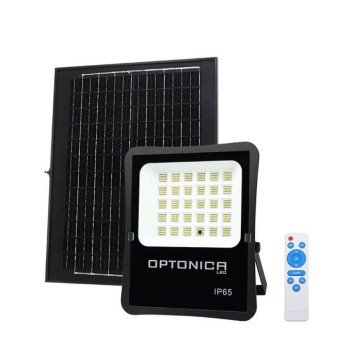 LED prožektorius, juodas, su saulės baterija, 25W, 2200Lm, šalta balta šviesa