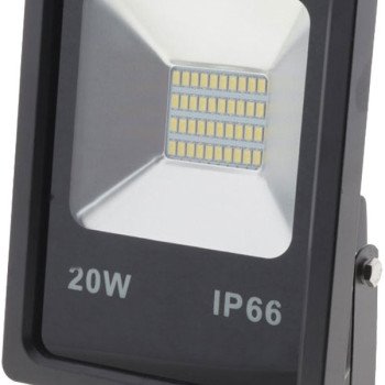 LED prožektorius, juodas, 20W, 150°, neutrali balta šviesa