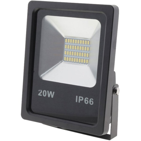 LED prožektorius, juodas, 20W, 150°, neutrali balta šviesa