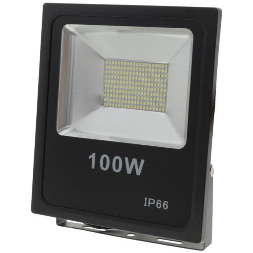 LED prožektorius, juodas, 100W, 150°, šalta balta šviesa