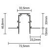 LED magnetinė sistema R20B, plotis 2.5cm, įmontuojama, juoda, ilgis 1m