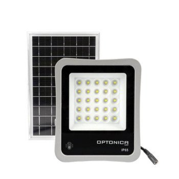 LED prožektorius, pilkas, su saulės baterija, 8W, šalta balta šviesa