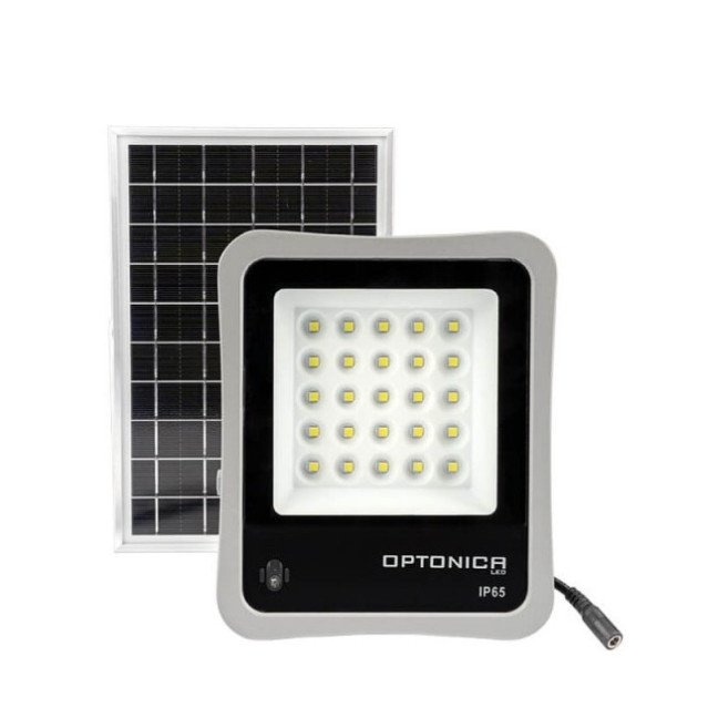 LED prožektorius, pilkas, su saulės baterija, 8W, šalta balta šviesa