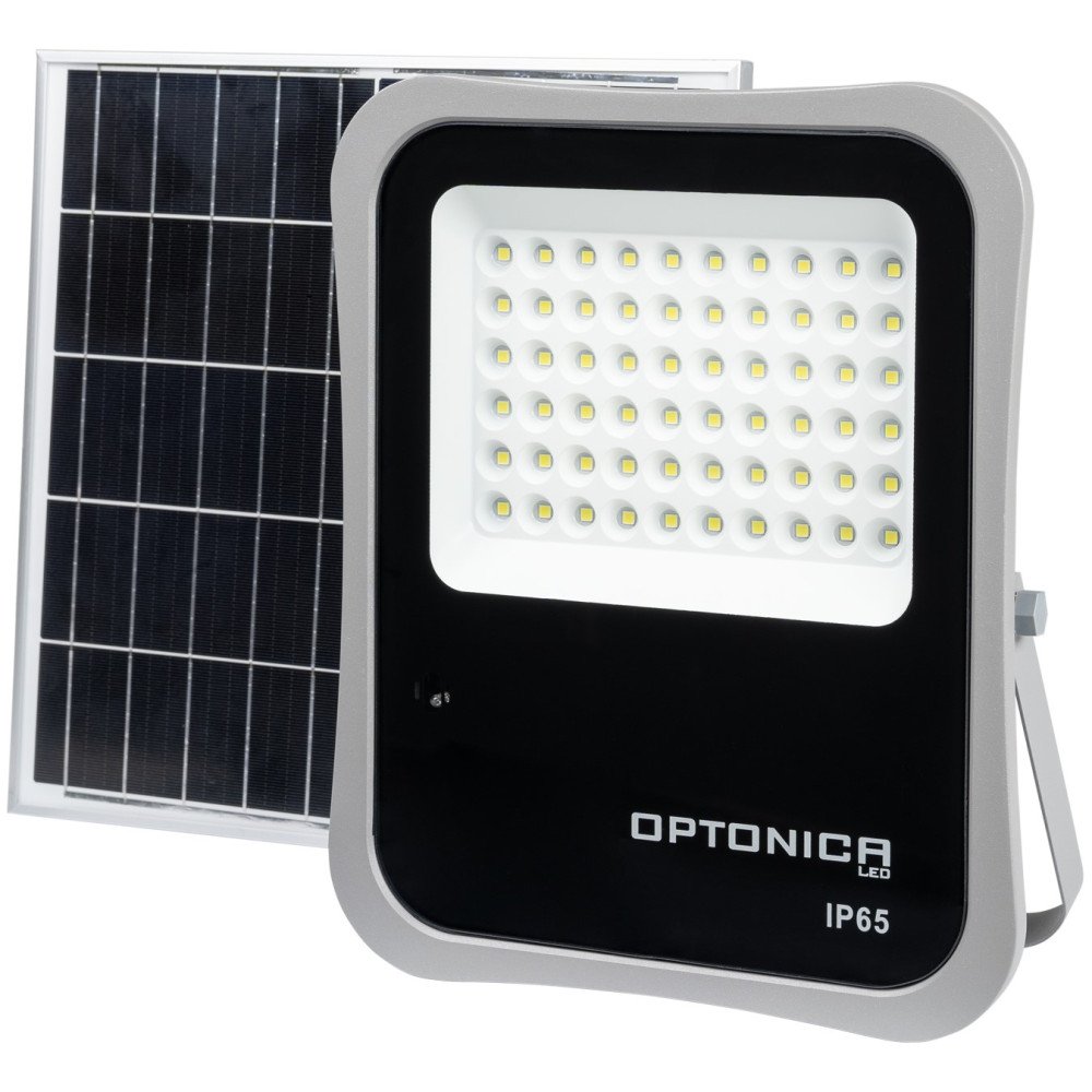 LED prožektorius, pilkas, su saulės baterija, 20W, šalta balta šviesa