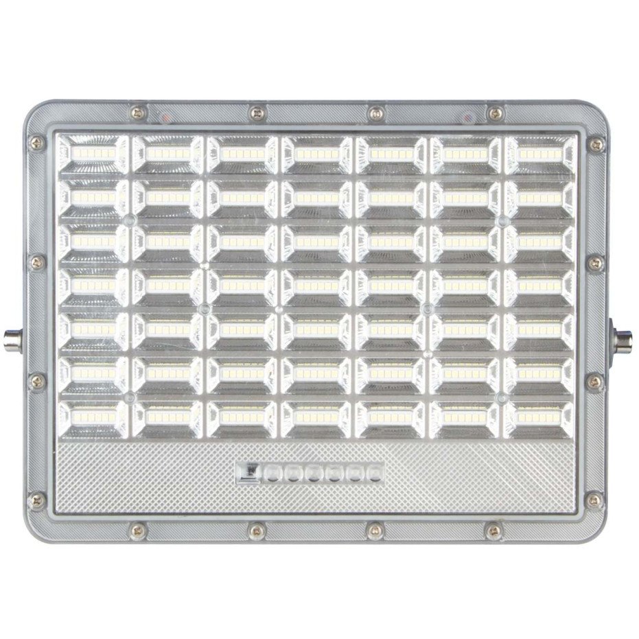 LED prožektorius, pilkas, su saulės baterija, 30W, 120°, šalta balta šviesa