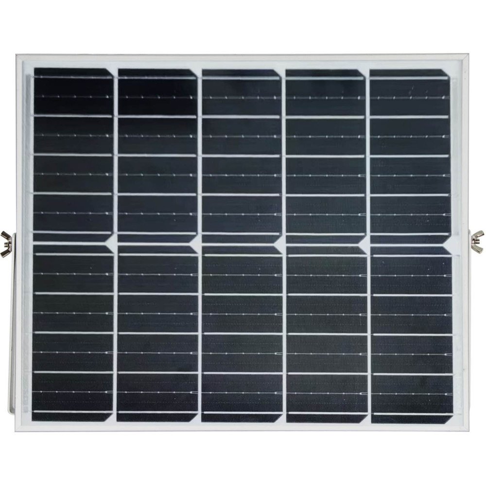 LED prožektorius, pilkas, su saulės baterija, 30W, 120°, šalta balta šviesa
