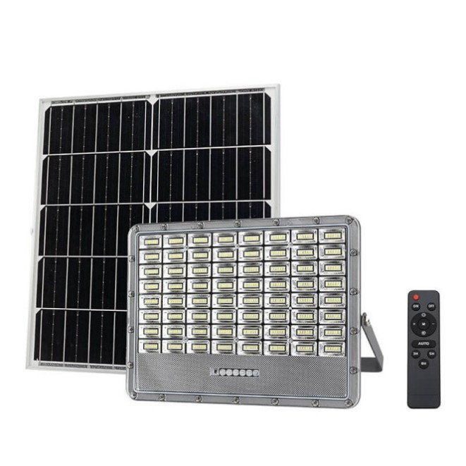 LED prožektorius, pilkas, su saulės baterija, 30W, 120°, šalta balta šviesa