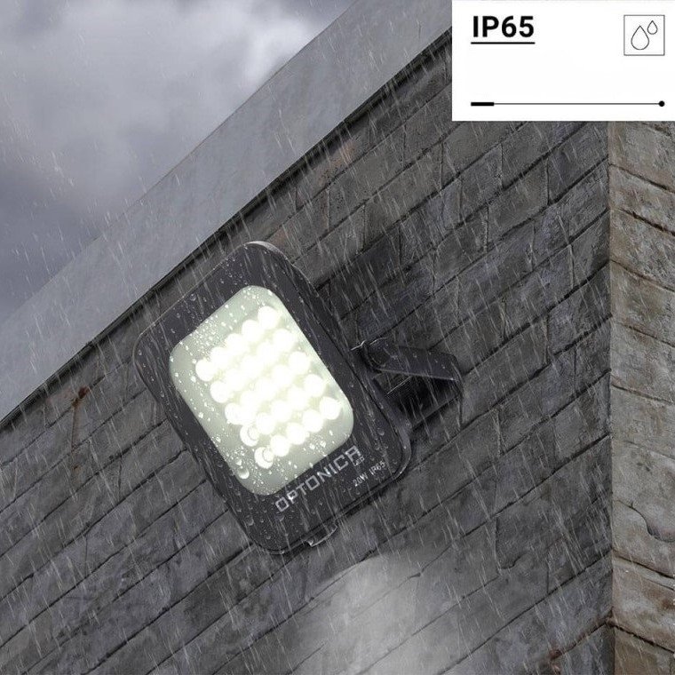 LED prožektorius, juodas, 20W, šilta balta šviesa