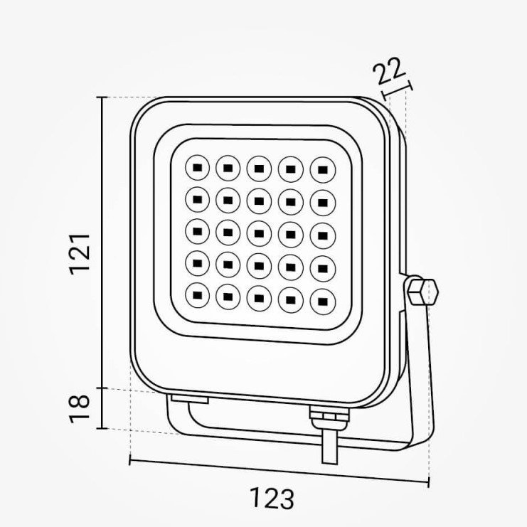 LED prožektorius, juodas, 20W, šilta balta šviesa