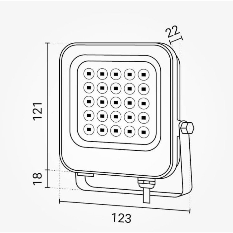 LED prožektorius, juodas, 20W, Žalia