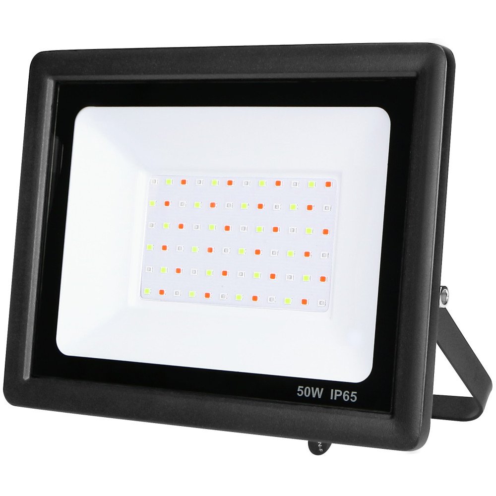 LED prožektorius, juodas, 50W, RGB