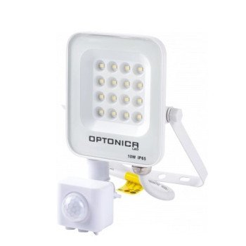 LED prožektorius, baltas, PIR jutiklis, 10W, šilta balta šviesa