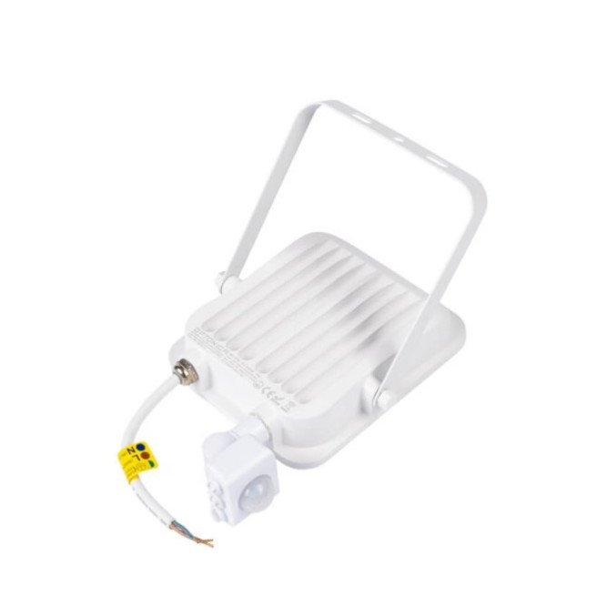 LED prožektorius, baltas, PIR jutiklis, 30W, šilta balta šviesa