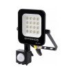 LED prožektorius, juodas, PIR jutiklis, 10W, šilta balta šviesa