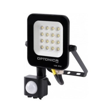 LED prožektorius, juodas, PIR jutiklis, 10W, šilta balta šviesa