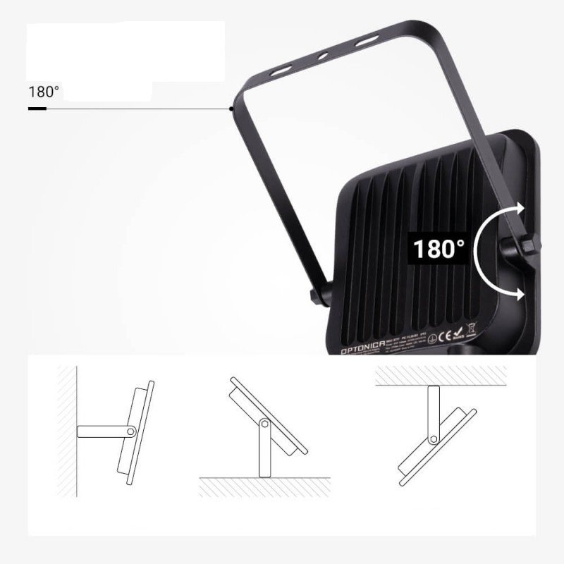 LED prožektorius, juodas, PIR jutiklis, 30W, šilta balta šviesa