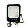 LED prožektorius, juodas, PIR jutiklis, 50W, šalta balta šviesa