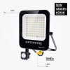 LED prožektorius, juodas, PIR jutiklis, 50W, šalta balta šviesa