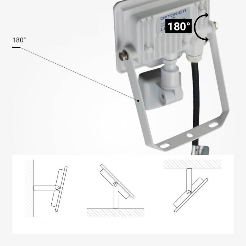 LED prožektorius, baltas, City Line, PIR jutiklis, 10W, šilta balta šviesa