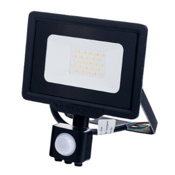 LED prožektorius, juodas, City Line, PIR jutiklis, 30W, šilta balta šviesa