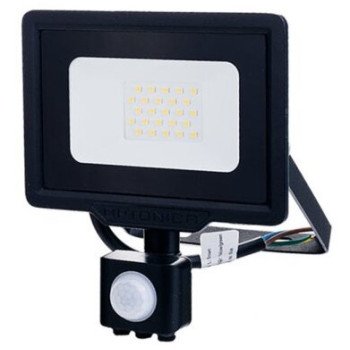 LED prožektorius, juodas, City Line, PIR jutiklis, 70cm laidas, 20W, šilta balta šviesa