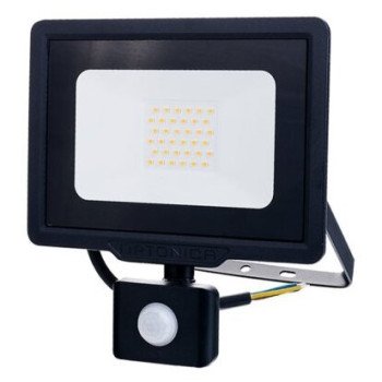 LED prožektorius, juodas, City Line, PIR jutiklis, 70cm laidas, 30W, šilta balta šviesa