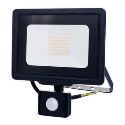 LED prožektorius, juodas, City Line, PIR jutiklis, 70cm laidas, 30W, šilta balta šviesa
