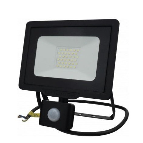 LED prožektorius, juodas, City Line, PIR jutiklis, 70cm laidas, 30W, šilta balta šviesa