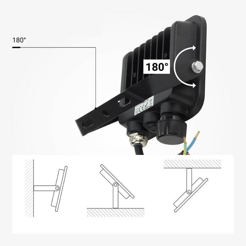 LED prožektorius, juodas, 90Lm/W, 20W, CCT 3000K-6000K