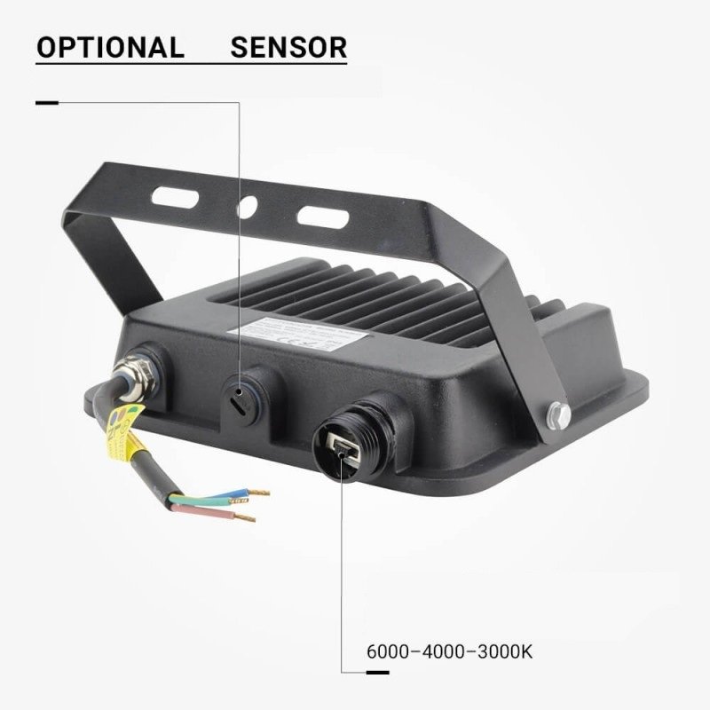 LED prožektorius, juodas, 90Lm/W, 50W, CCT 3000K-6000K