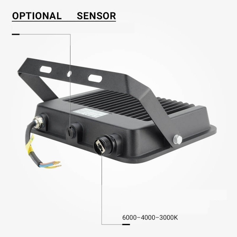 LED prožektorius, juodas, 90Lm/W, 100W, CCT 3000K-6000K