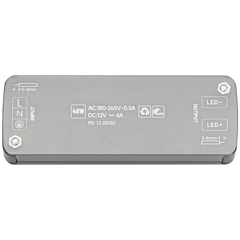 LED maitinimo šaltinis, 12V, 48W, plonas