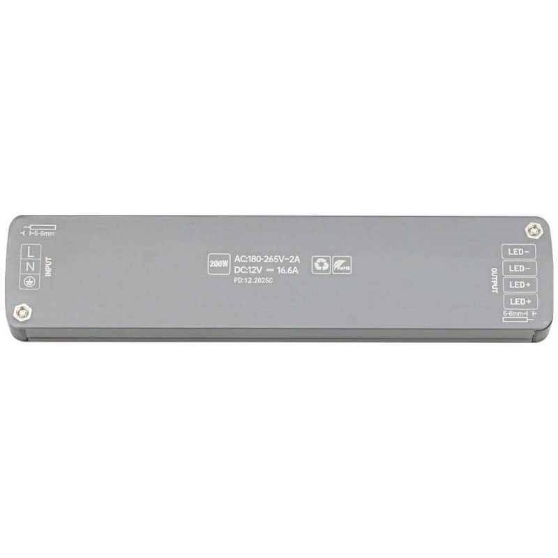LED maitinimo šaltinis, 12V, 200W, plonas