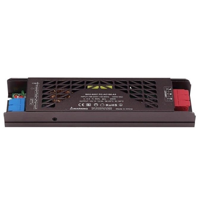 LED juostos maitinimo šaltinis, 150W, 12V, 12.5A, tylus