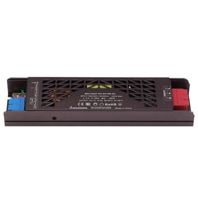 LED juostos maitinimo šaltinis, 150W, 12V, 12.5A, tylus LED juostos maitinimo šaltinis, 150W, 12V, 12.5A, tylus