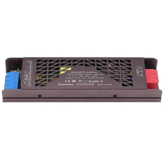 LED juostos maitinimo šaltinis, 300W, 12V, 25A, tylus LED juostos maitinimo šaltinis, 300W, 12V, 25A, tylus