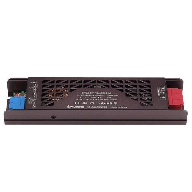 LED juostos maitinimo šaltinis, 150W, 24V, 6.25A, tylus