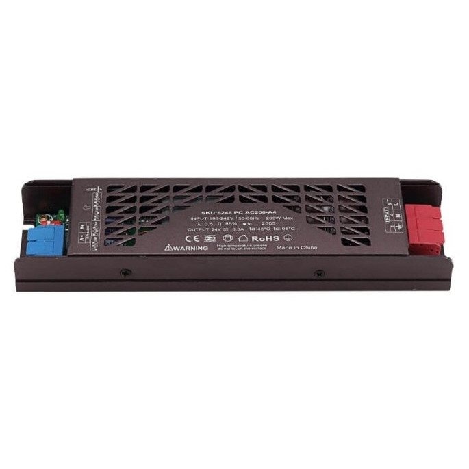 LED juostos maitinimo šaltinis, 200W, 24V, 8.3A, tylus