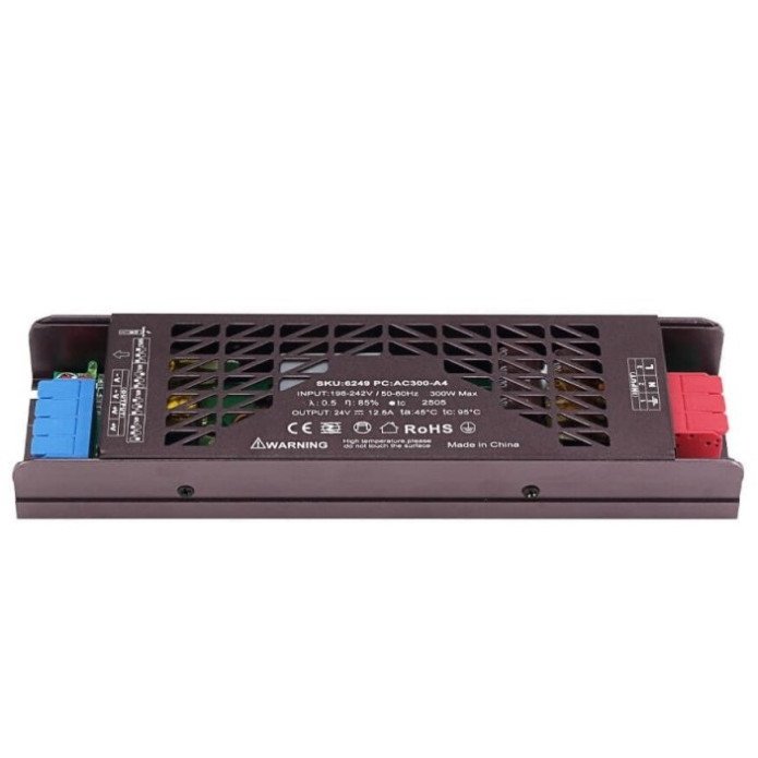 LED juostos maitinimo šaltinis, 300W, 24V, 12.5A, tylus LED juostos maitinimo šaltinis, 300W, 24V, 12.5A, tylus