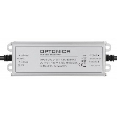 LED maitinimo šaltinis, 150W, 48V, 3.125A, 3 metai garantija, vandeniui atsparus LED maitinimo šaltinis, 150W, 48V, 3.125A, 3 metai garantija, vandeniui atsparus