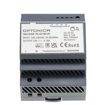 LED maitinimo šaltinis, 100W, 24V, 4.16A, plonas, DIN