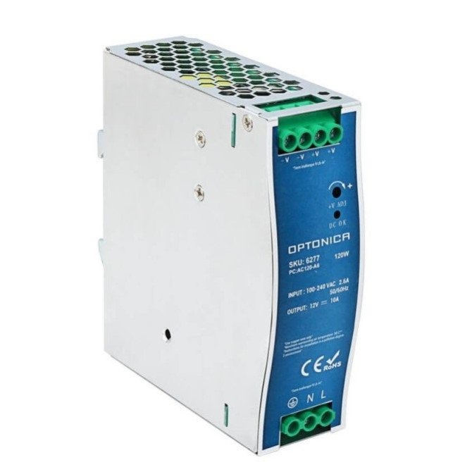 LED maitinimo šaltinis, 120W, 12V, 10A, DIN