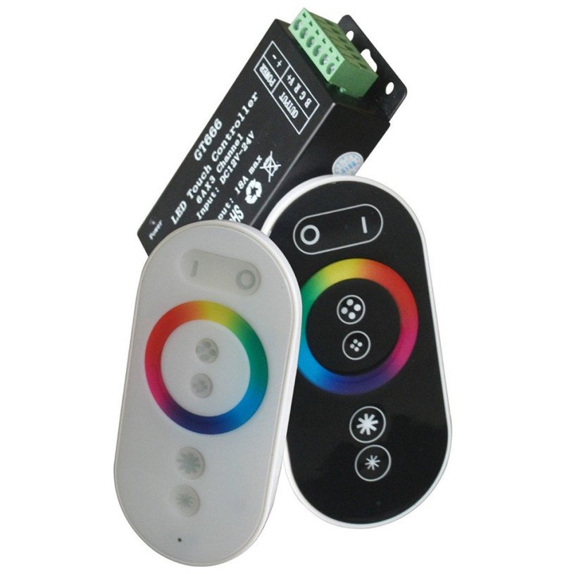 LED RGB juostos maitinimo valdiklis, 12-24V, 288W, su juodu IR pulteliu LED RGB juostos maitinimo valdiklis, 12-24V, 288W, su juodu IR pulteliu