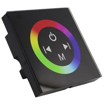 LED RGB spalvos reguliavimo panelė/valdiklis, sieninė, sensorinė, juoda